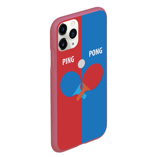 Чехол для iPhone 11 Pro Max матовый Ping pong теннис, цвет малиновый - фото 3
