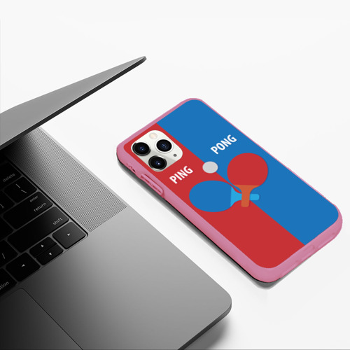 Чехол для iPhone 11 Pro Max матовый Ping pong теннис, цвет малиновый - фото 5