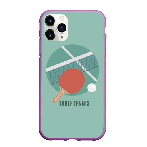 Чехол для iPhone 11 Pro матовый с принтом TABLE TENNIS (Теннис), вид спереди #2