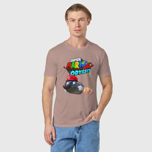 Мужская футболка хлопок Super Mario Odyssey - bullet Bill - Nintendo, цвет пыльно-розовый - фото 3
