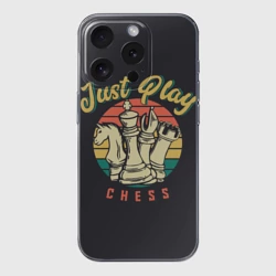 Чехол для iPhone 15 Pro силиконовый с защитой камеры Just Play Шахматы