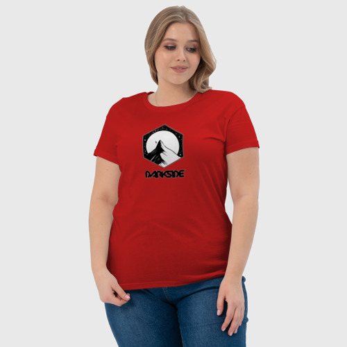 Женская футболка хлопок Тёмная сторона гор, цвет красный - фото 6