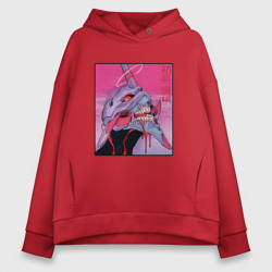 Женское худи Oversize хлопок Ева 02 Neon Evangelion