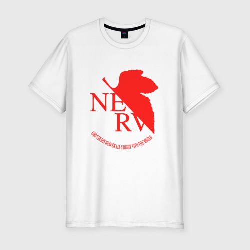 Мужская приталенная футболка из хлопка с принтом Nerv в Neon Genesis Evangelion, вид спереди №1