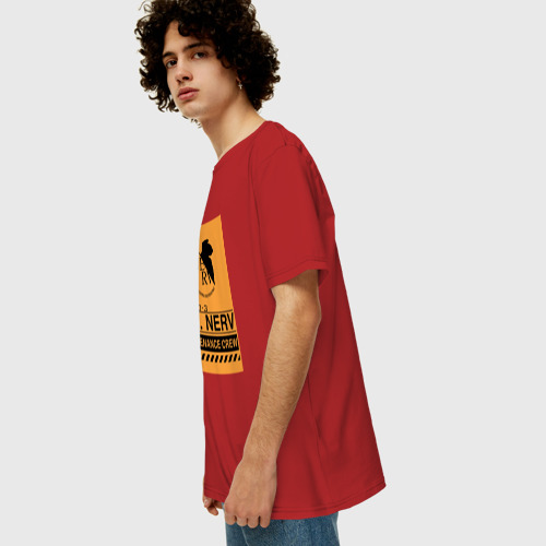 Мужская футболка хлопок Oversize с принтом Neon Genesis Evangelion НЕРВ, вид сбоку #3