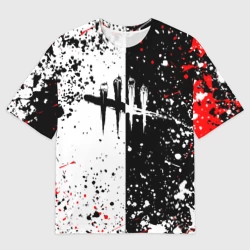 Женская футболка oversize 3D Dead by Daylight брызги красок