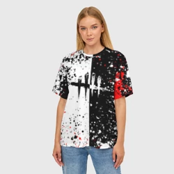 Женская футболка oversize 3D Dead by Daylight брызги красок - фото 2