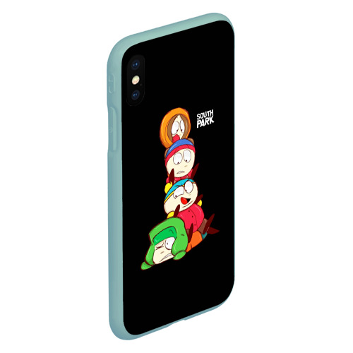 Чехол для iPhone XS Max матовый Южный Парк персонажи - South Park, цвет мятный - фото 3
