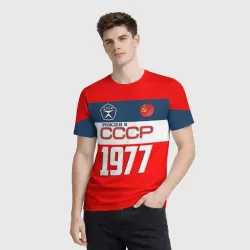 Мужская футболка 3D Рожден в СССР 1977 - фото 2