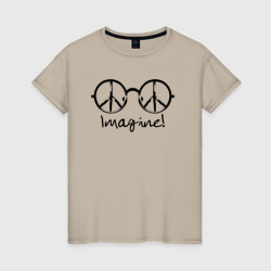 Женская футболка хлопок Очки Джона Леннона Imagine