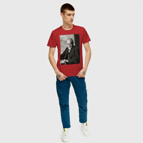 Мужская футболка хлопок casual freud, цвет красный - фото 5