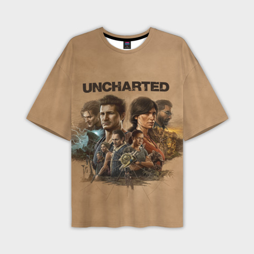 Мужская футболка оверсайз с принтом Uncharted. Анчартед, вид спереди №1