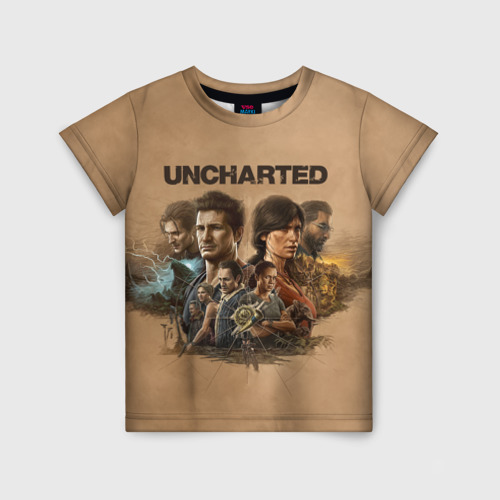 Детская футболка 3D с принтом Uncharted Анчартед, вид спереди #2