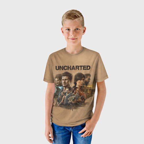 Детская футболка 3D с принтом Uncharted Анчартед, фото на моделе #1