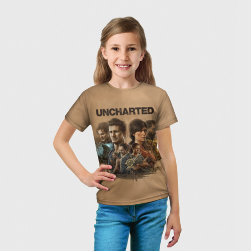 Детская футболка 3D с принтом Uncharted Анчартед, вид сбоку #3