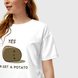 Женская футболка хлопок Oversize Yes, i'm just a potato - фото 2