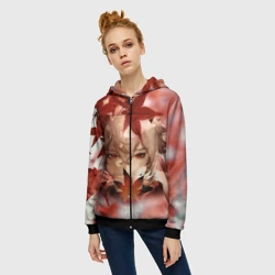 Женская толстовка 3D на молнии Кадзуха и кленовые листья - фото 2