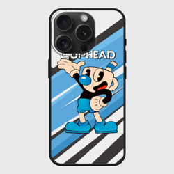 Чехол силиконовый для Apple iPhone 15 Pro матовый Cuphead синяя чашечка