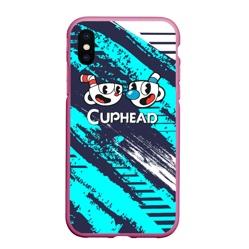 Чехол для iPhone XS Max матовый Cuphead две чашечки, цвет малиновый