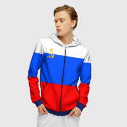 Мужская толстовка 3D на молнии Флаг России с серпом и молотом - фото 2