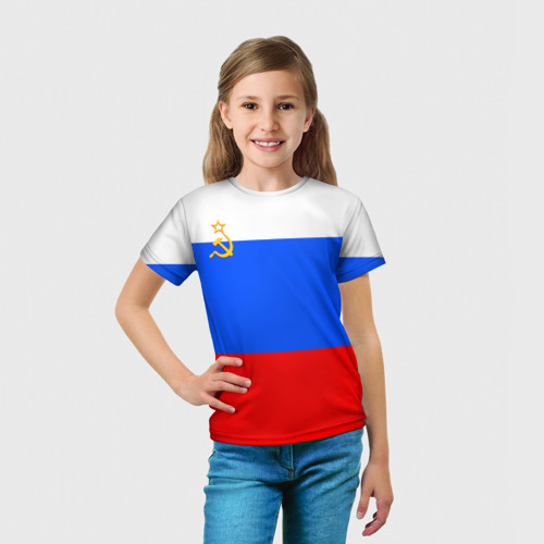 Детская футболка 3D Флаг России с серпом и молотом, цвет 3D печать - фото 5