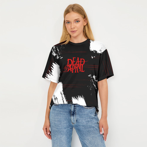 Женская футболка oversize 3D Dead by april metal, цвет 3D печать - фото 5