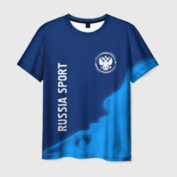 Мужская футболка 3D Россия - герб Russia Sport Пламя