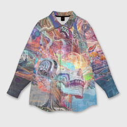 Мужская рубашка oversize 3D Cyber skull  - vanguard pattern