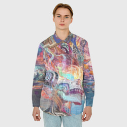 Мужская рубашка oversize 3D Cyber skull  - vanguard pattern - фото 2