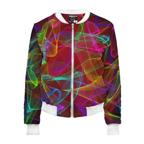 Женский бомбер 3D Color neon pattern Vanguard, цвет белый