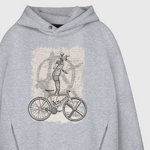 Мужское худи Oversize хлопок Kitty bike punk, цвет меланж - фото 4