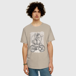 Мужская футболка хлопок Oversize Kitty bike punk - фото 2