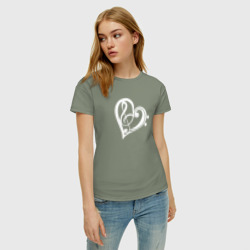 Женская футболка хлопок Скрипичный и Басовый Ключи в Сердце - фото 2