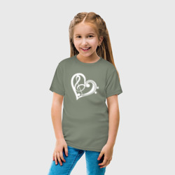 Детская футболка хлопок Скрипичный и Басовый Ключи в Сердце - фото 2