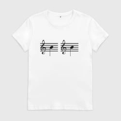 Женская футболка хлопок Си-Си черные ноты