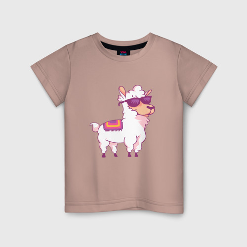 Детская футболка хлопок с принтом Lama glama 2, вид спереди #2