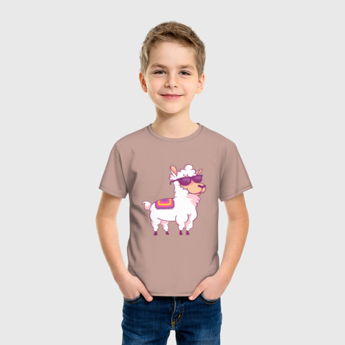 Детская футболка хлопок с принтом Lama glama 2, фото на моделе #1
