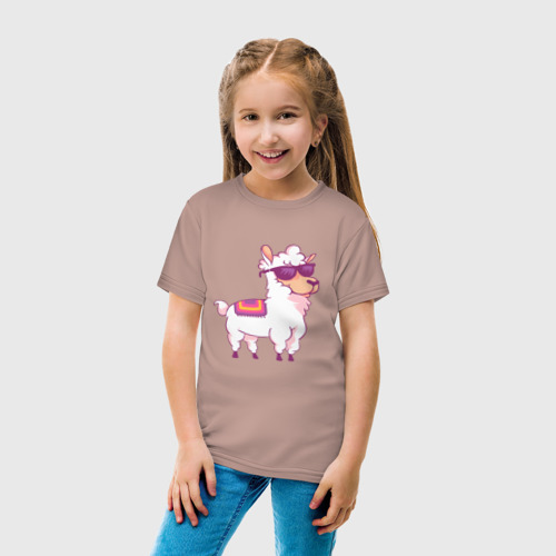 Детская футболка хлопок с принтом Lama glama 2, вид сбоку #3