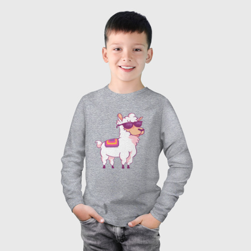 Детский лонгслив хлопок с принтом Lama glama 2, фото на моделе #1