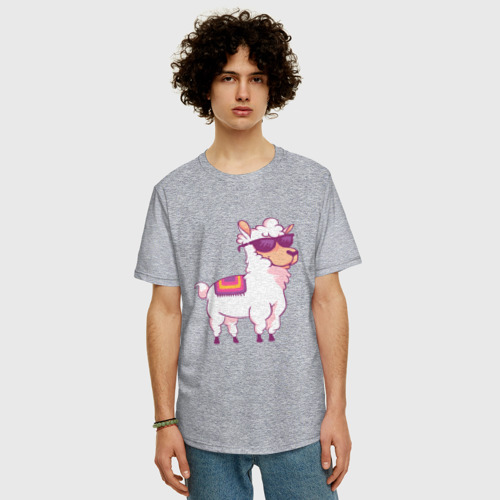 Мужская футболка хлопок Oversize с принтом Lama glama 2, фото на моделе #1