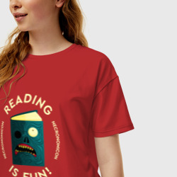 Женская футболка хлопок Oversize Reading is fun! - фото 2