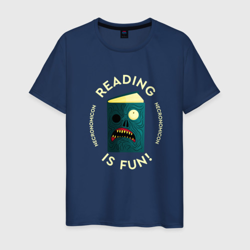 Мужская футболка хлопок Reading is fun!, цвет темно-синий