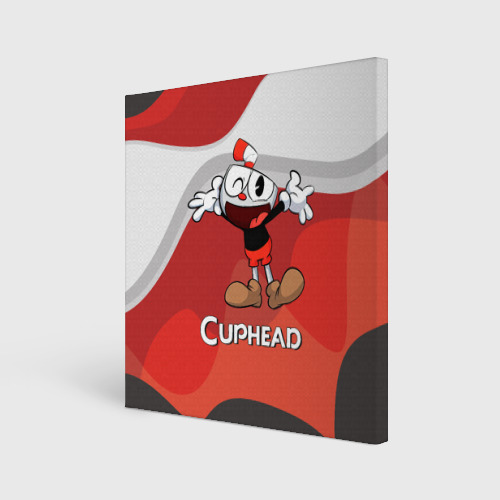 Холст квадратный Cuphead веселая красная чашечка, цвет 3D печать