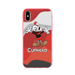 Чехол для iPhone X матовый Cuphead веселая красная чашечка