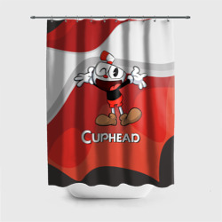 Штора 3D для ванной Cuphead веселая красная чашечка