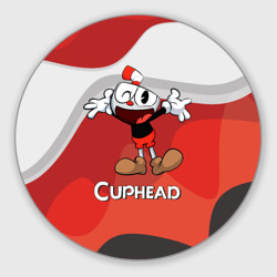Круглый коврик для мышки Cuphead веселая красная чашечка