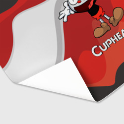 Бумага с принтом Cuphead веселая красная чашечка для любого человека, вид спереди №3. Цвет основы: белый