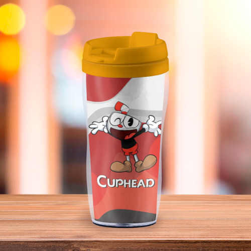 Термокружка-непроливайка Cuphead веселая красная чашечка, цвет желтый - фото 3