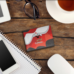 Обложка с принтом Cuphead веселая красная чашечка для любого человека, вид спереди №2. Цвет основы: черный