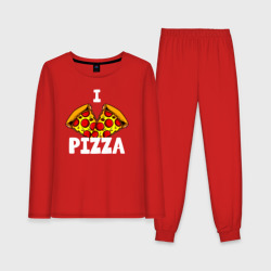 Женская пижама с лонгсливом хлопок Я люблю пиццу 2 слайса